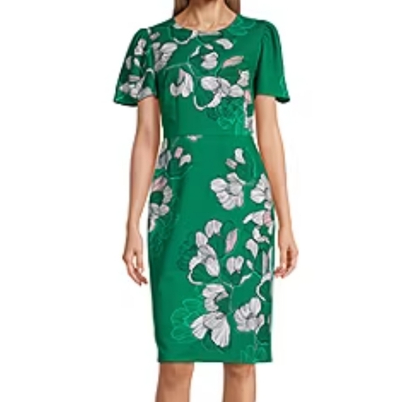 Green Liz Claiborne Short Sleeve Sheath Dress in Size 12 - Picture 3 of 12